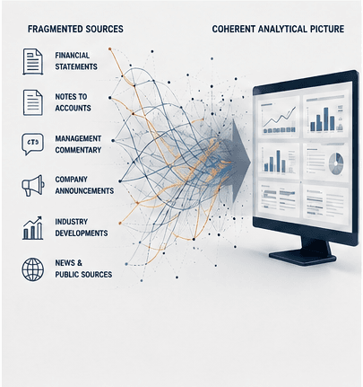 Multiple information sources contributing to a coherent analytical picture